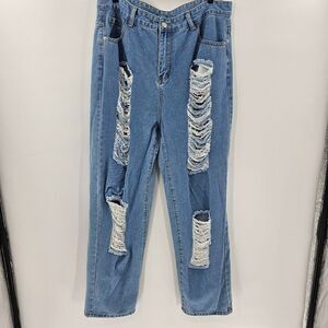 Mom jeans 2xl distressed straight leg ripped